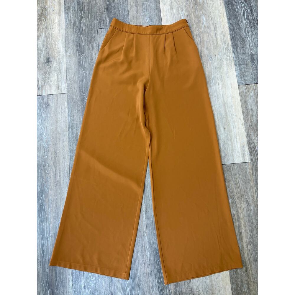Mustard Seed Wide Leg Pants Rust Orange High Waisted Minimalist Chic Small